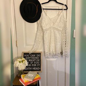 White crochet romper